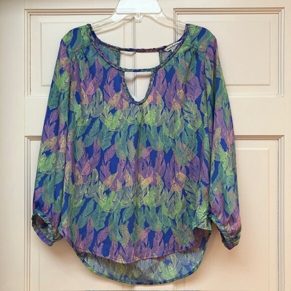 American Eagle multicolor blouse with leaf pattern XS - Picture 1 of 7
